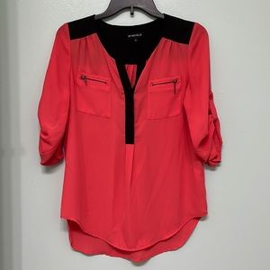 My Michelle Pink & Black Color-block Blouse